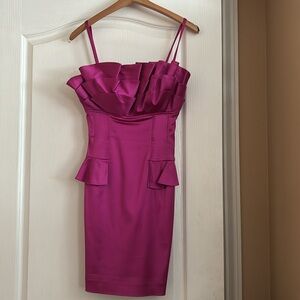Ted Baker fuchsia ruffle fitted dress size one vintage